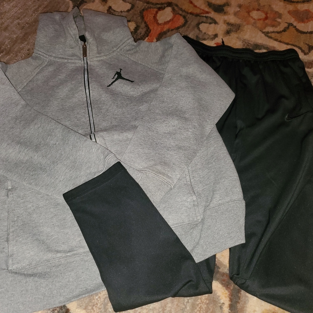 Air Jordan zip hoodie and Nike pants